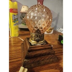 Vintage RARE I.W. Rice & Co Musical Japan‎ Brass & Pink Glass Globe Table Lamp